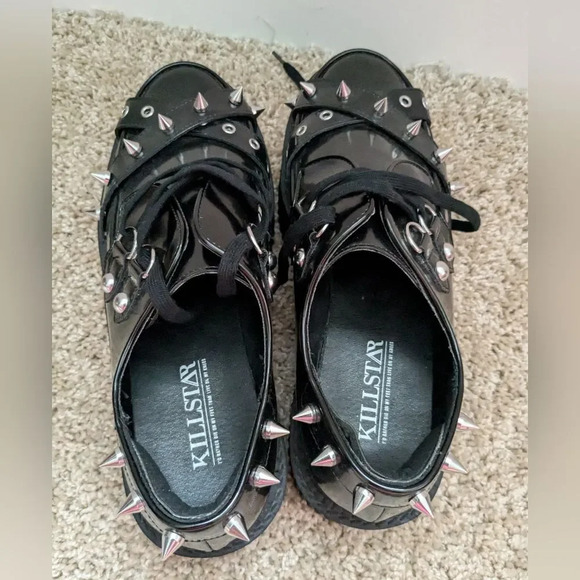 KILLSTAR Platform Spiked Twisted Black Creepers Size 10 NWOB - Picture 6 of 9
